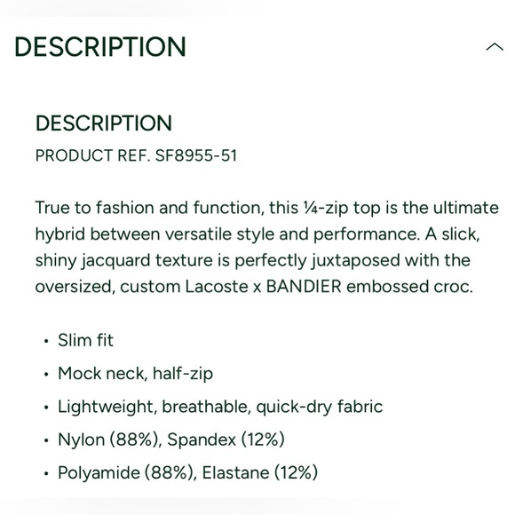 Lacoste x Bandier Monogram Print Quarter-Zip - Picture 9 of 9